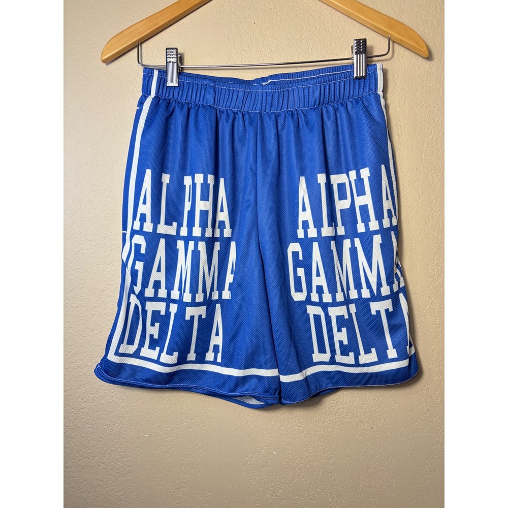 Alpha Gamma Delta Sorority Mesh Athletic Shorts Blue White Greek Life College